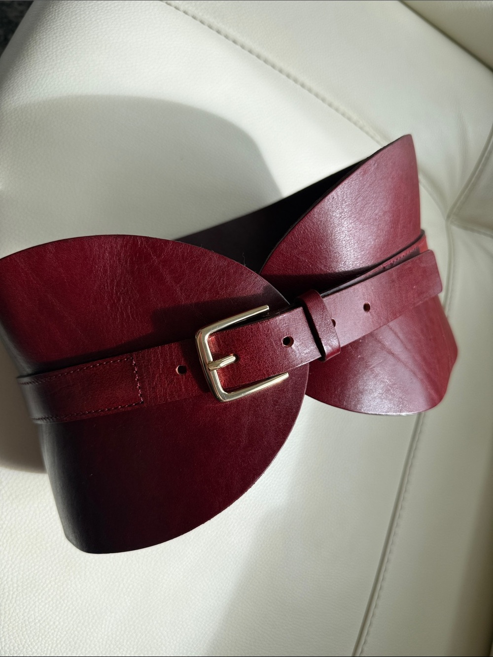 Zara Leather Sash Belt in dark red/Burgundy